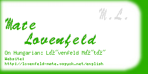 mate lovenfeld business card